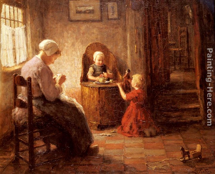Mother and Children painting - Evert Pieters Mother and Children art painting